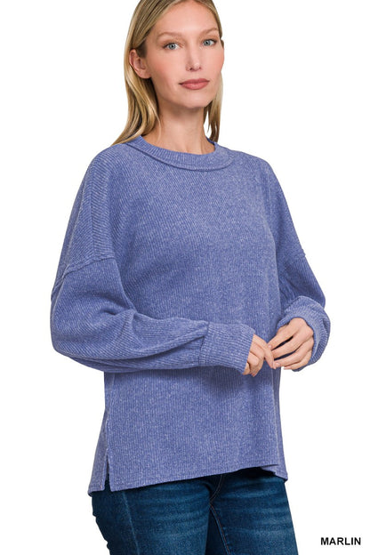 Blue Ribbed Hacci Sweater