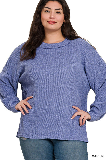 Blue Ribbed Hacci Sweater