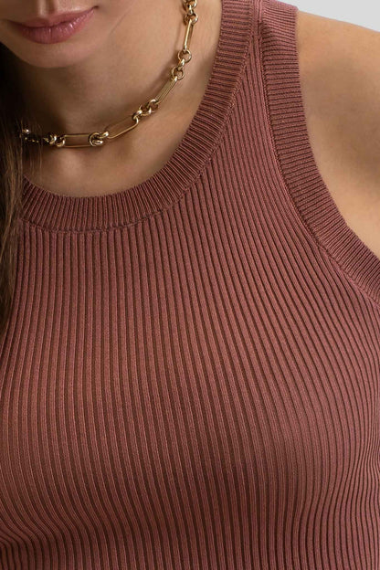 Red Bean Ribbed Tank Top