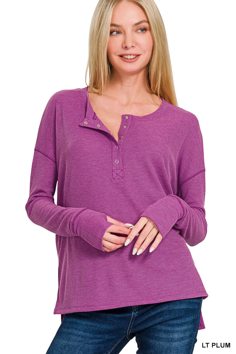Lt. Plum Waffle Henley Tee