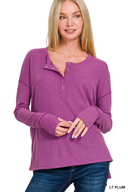 Lt. Plum Waffle Henley Tee