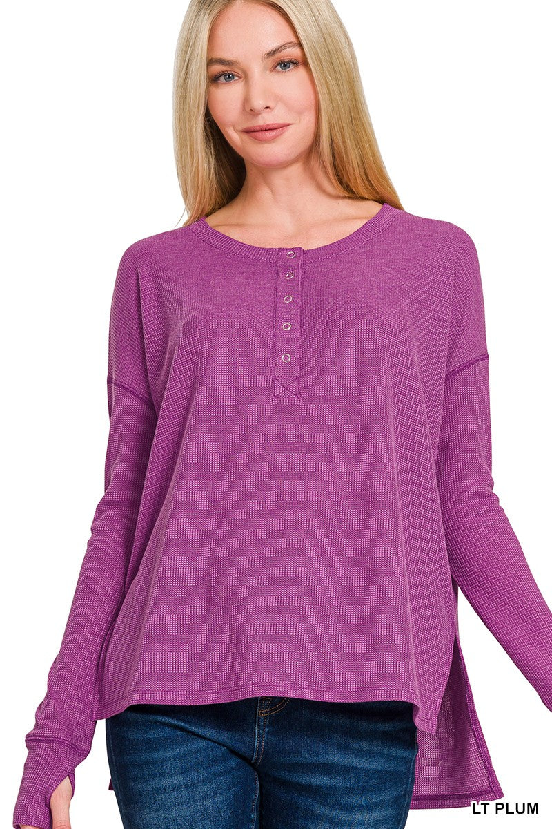Lt. Plum Waffle Henley Tee
