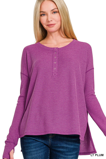 Lt. Plum Waffle Henley Tee