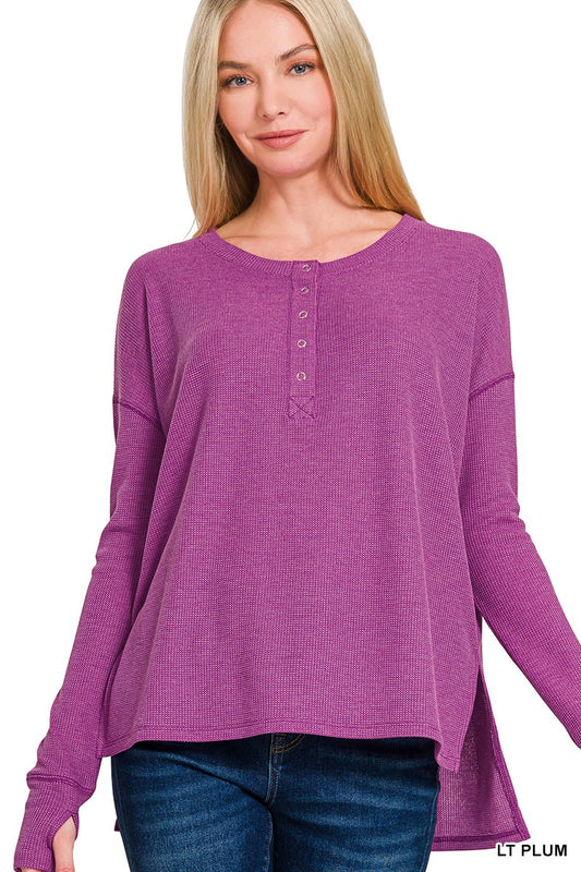 Lt. Plum Waffle Henley Tee
