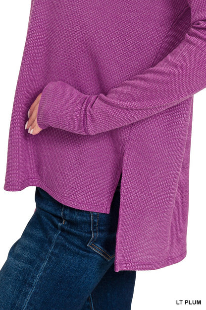 Lt. Plum Waffle Henley Tee
