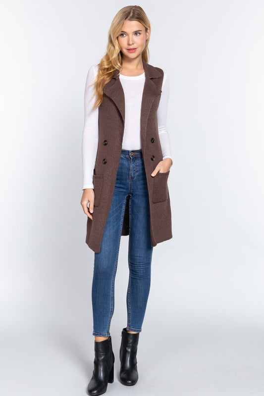 Bown Long Collared Sweater Vest