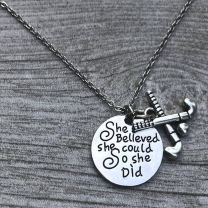 Field Hockey She Believed She Could So She Did Necklace