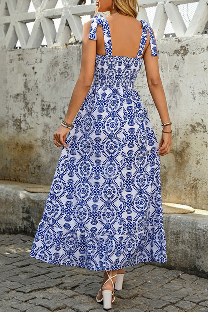 Royal Blue/White Patterned Maxi Dress