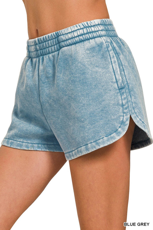 Blue Acid Wash Cozy Comfy Shorts