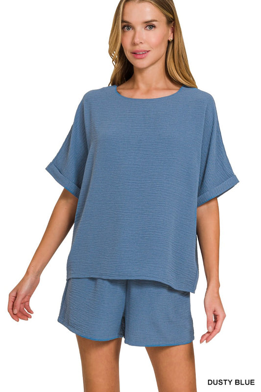 Blue Two-Piece Short Set