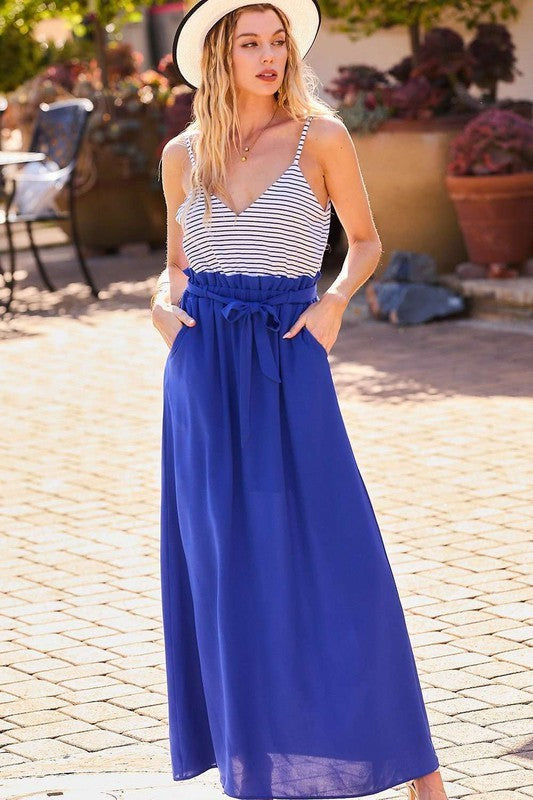 Royal Blue Striped Maxi Dress