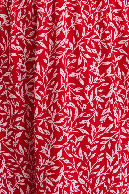 Red/White Floral Tie Strap Mini Dree