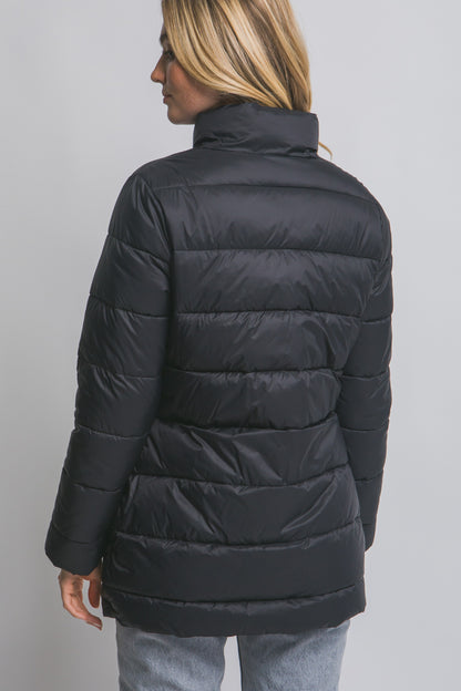 Black Long Quilted Puffer Jacket