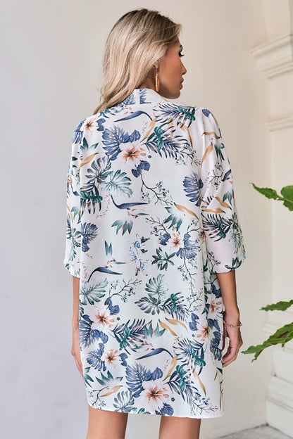 Two-Piece Floral Kimono and Short Set