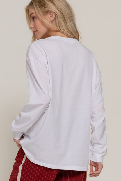 White Long Sleeve Cotton Tee