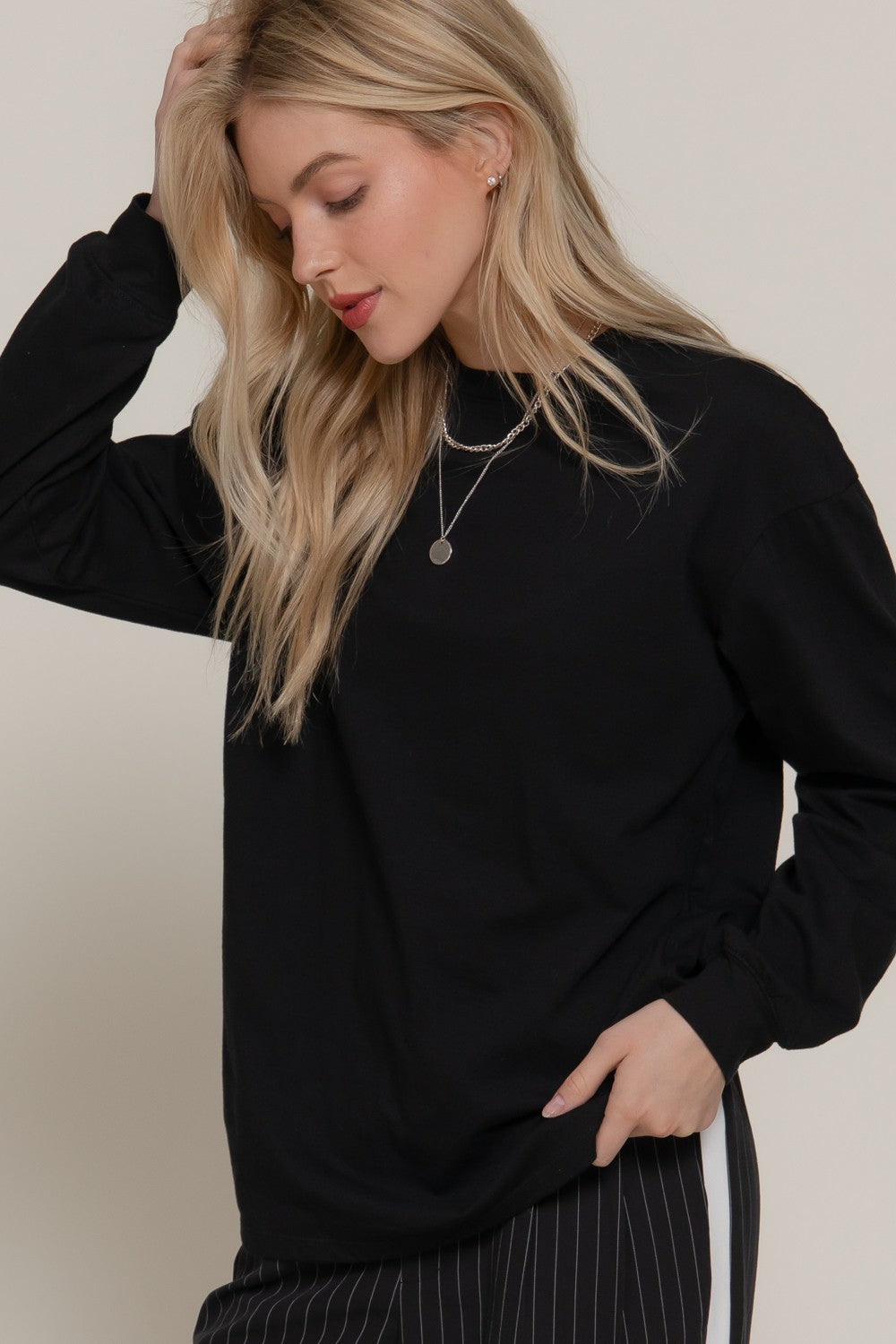 Black Long Sleeve Cotton Tee