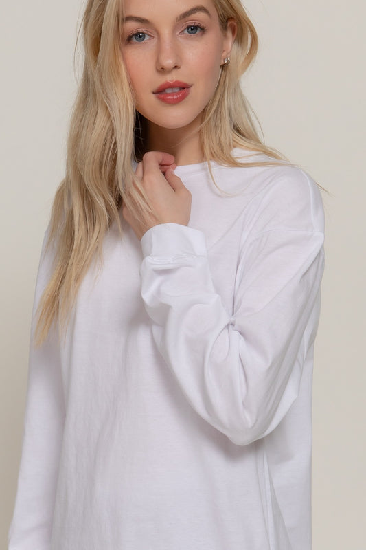White Long Sleeve Cotton Tee