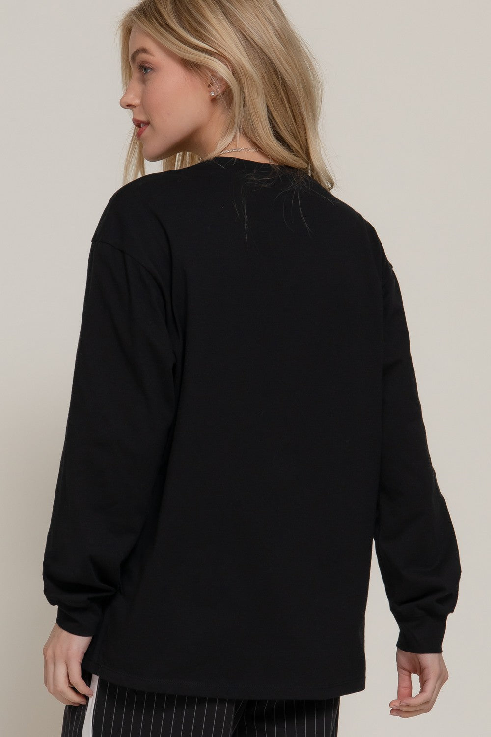 Black Long Sleeve Cotton Tee