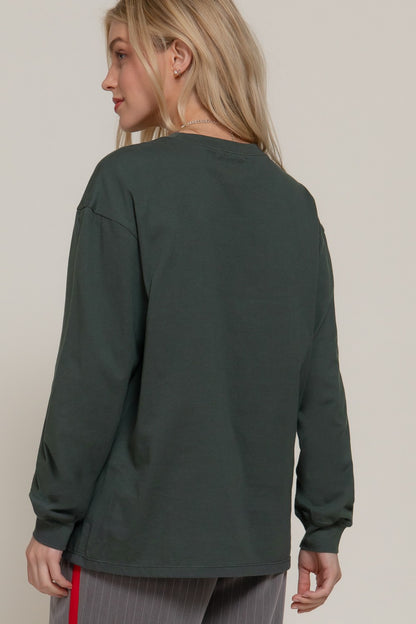 Dusk Green Long Sleeve Cotton Tee
