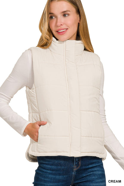 Cream Quilted Puffer Vest