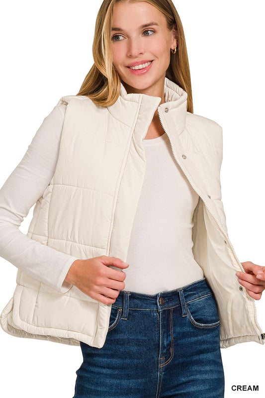 Cream Quilted Puffer Vest
