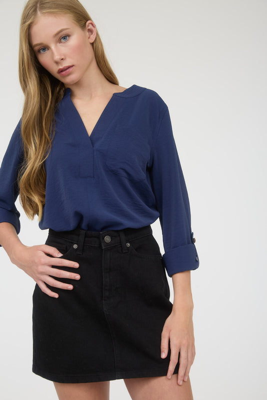 Navy 3/4 Sleeve Blouse