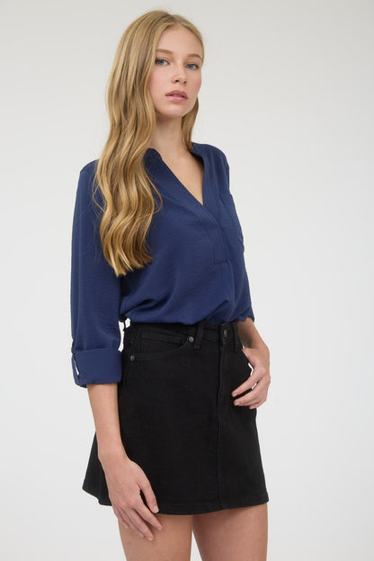 Navy 3/4 Sleeve Blouse