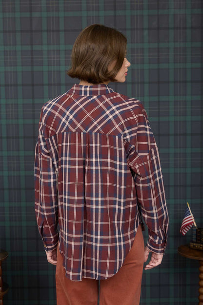 Burgundy Plaid Button Down