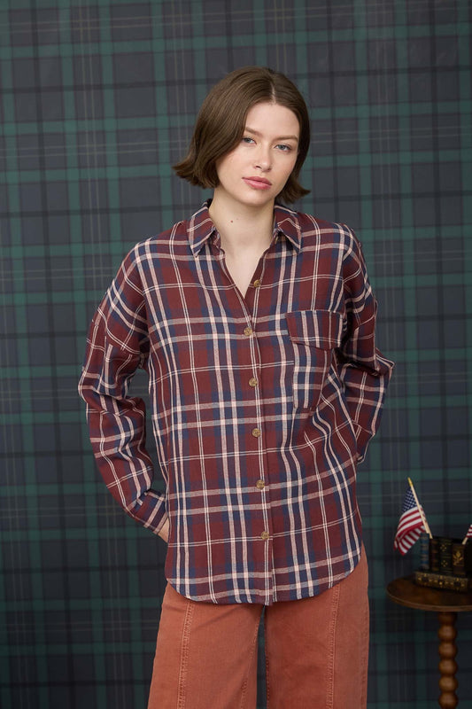 Burgundy Plaid Button Down