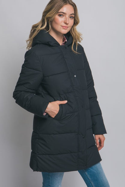 Black Hooded Puffer Coat