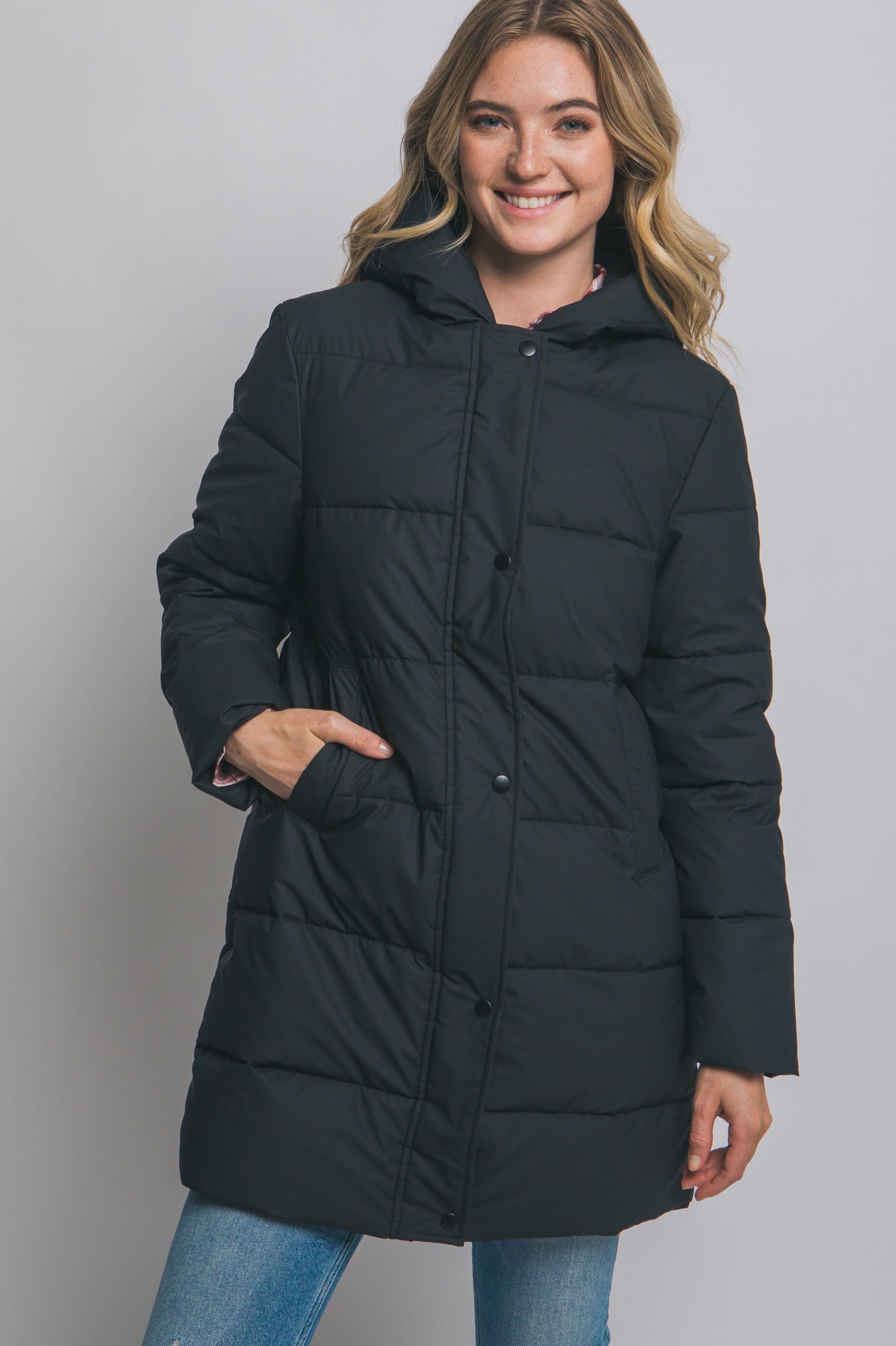 Black Hooded Puffer Coat