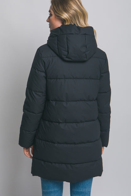 Black Hooded Puffer Coat