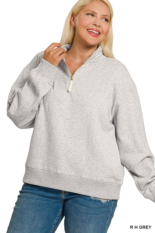 H. Grey Fleece 1/4 Zip Pullover