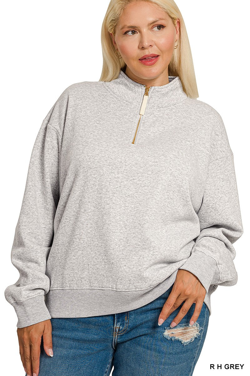 H. Grey Fleece 1/4 Zip Pullover
