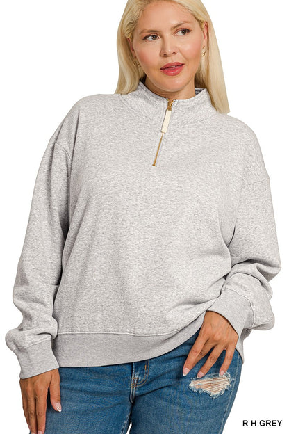 H. Grey Fleece 1/4 Zip Pullover