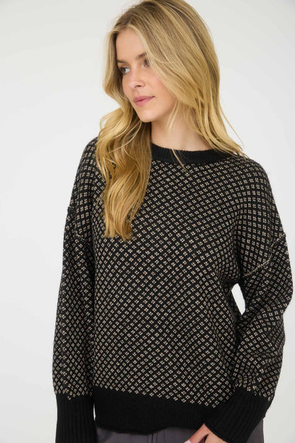 Black Jacquard Knit Sweater