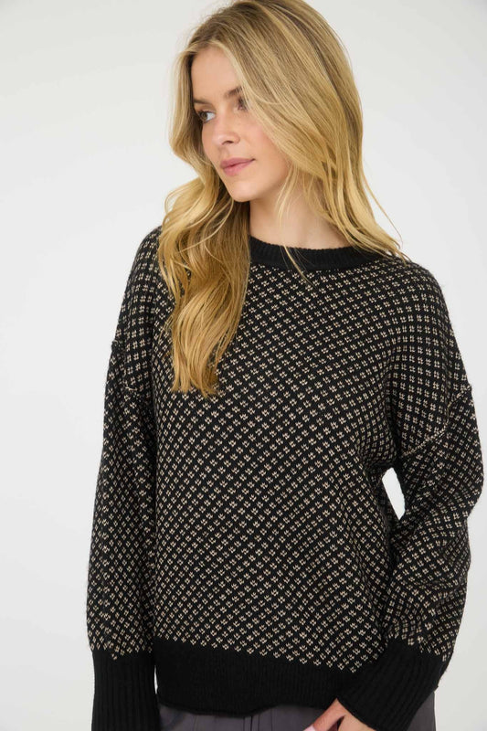 Black Jacquard Knit Sweater