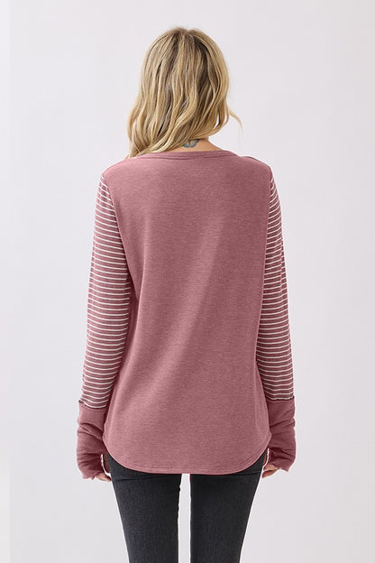 Vintage Marsala Stripe Sleeve Top