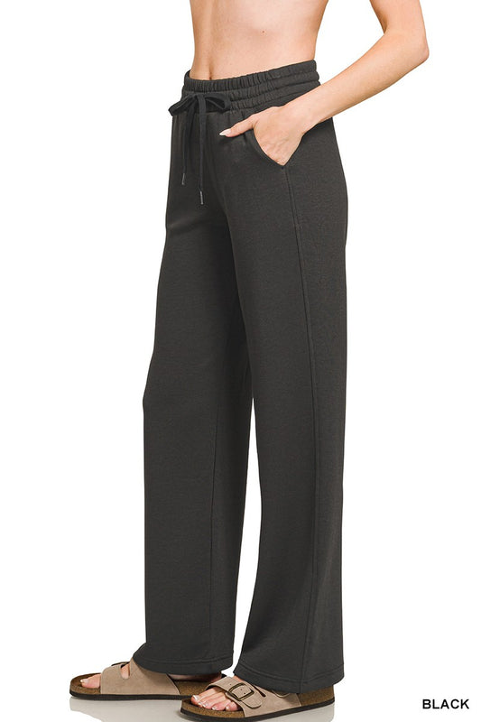 Black Scuba Drawstring Pants