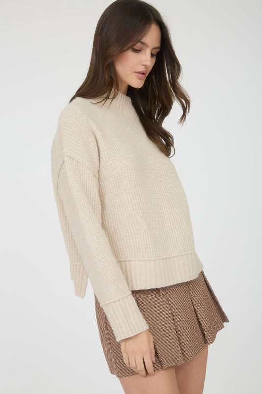 Light Tan Mock Neck Sweater