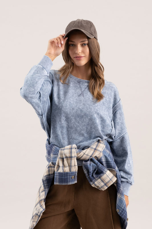 Vintage Blue Lightweight Crewneck Top