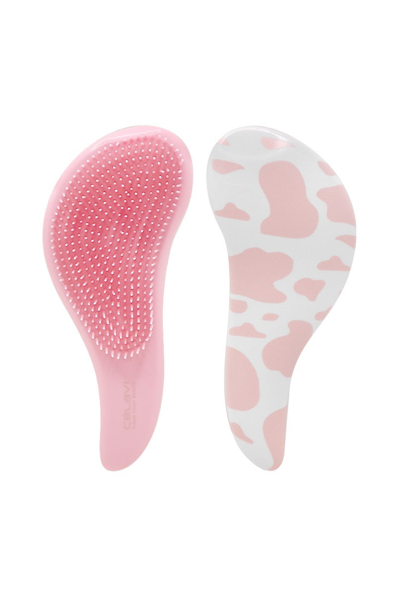 Pink Cow Print Detangling Hair Brush