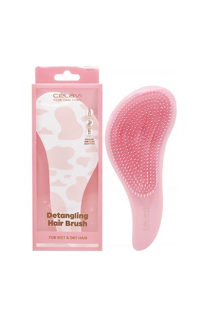 Pink Cow Print Detangling Hair Brush