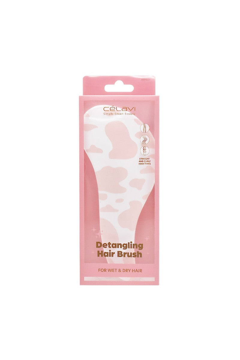 Pink Cow Print Detangling Hair Brush