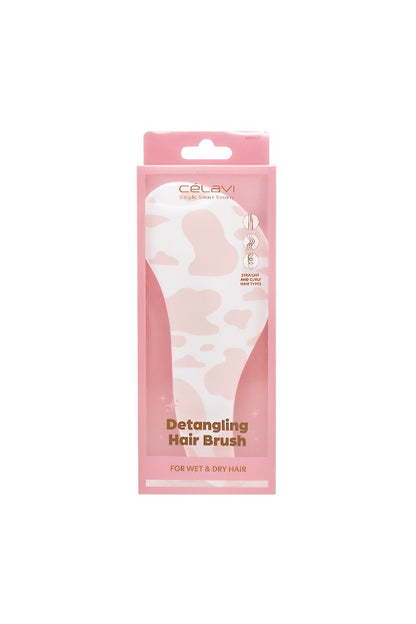 Pink Cow Print Detangling Hair Brush