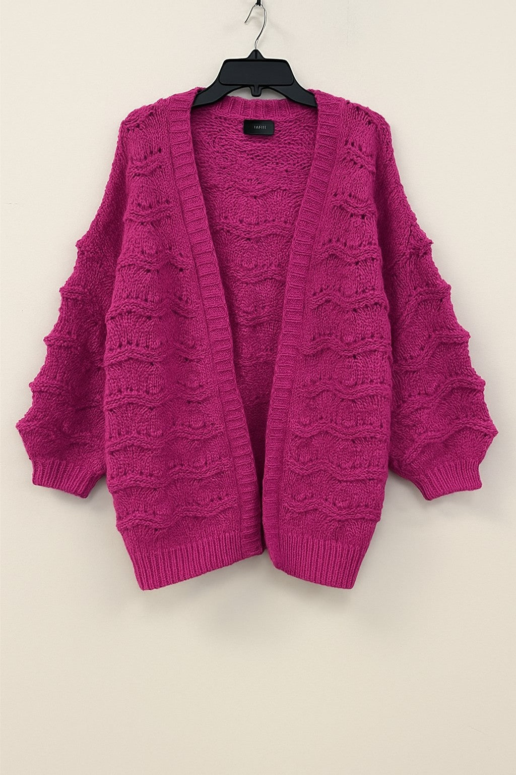 Magenta Textured Knit Cardigan