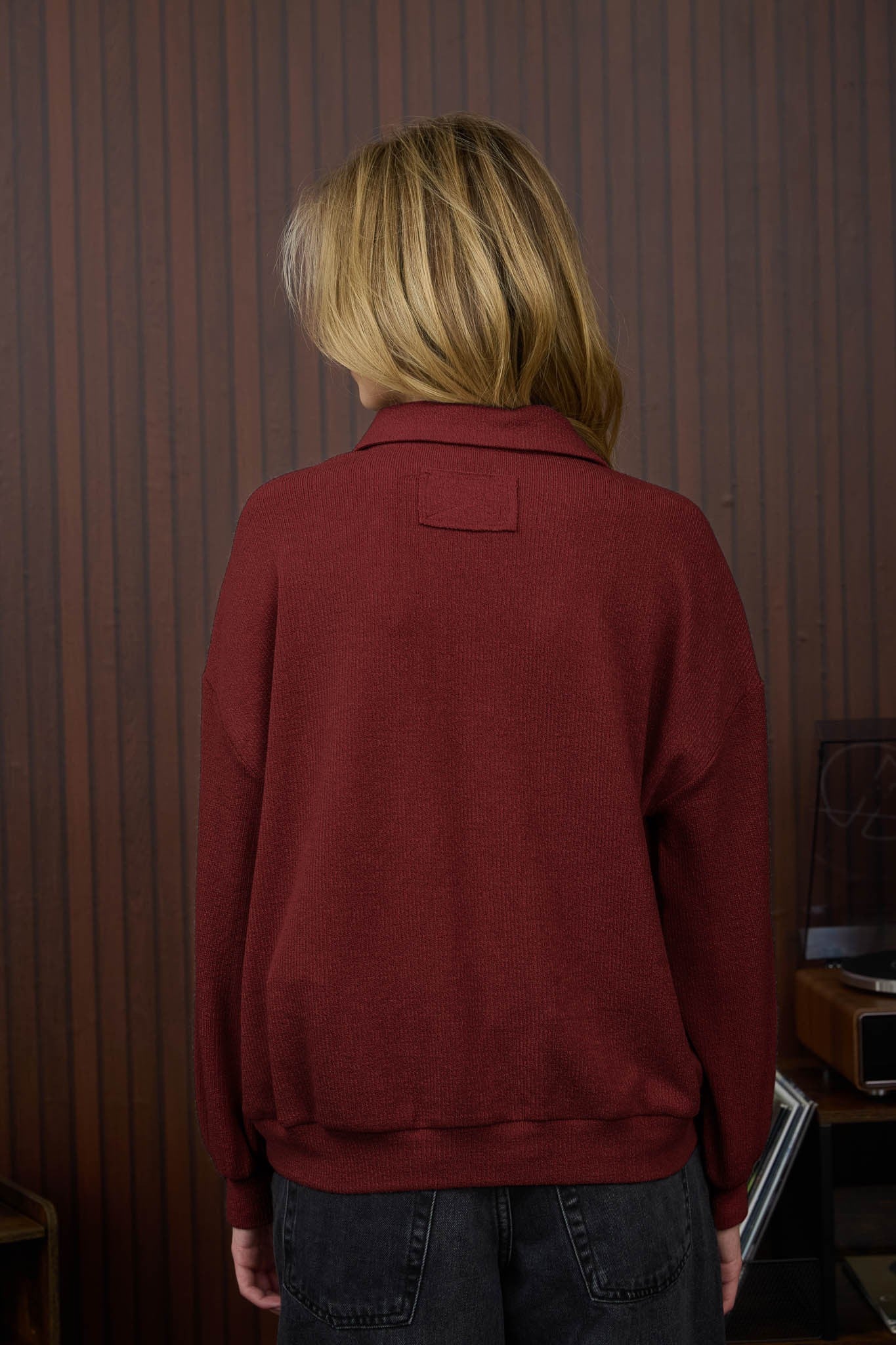 Deep Red Collared Top