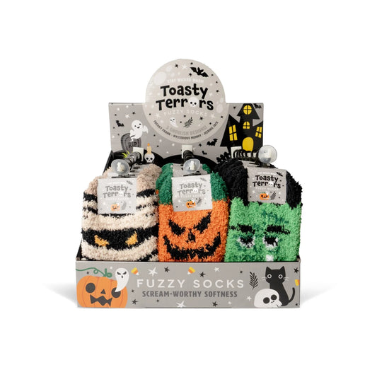 Toasty Terrors Fuzzy Halloween Socks- Multiple Designs