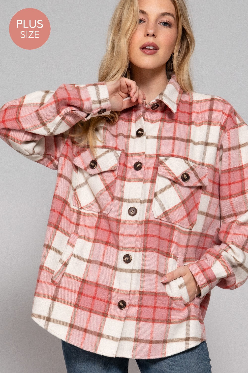 Pink Plaid Button Up Flannel