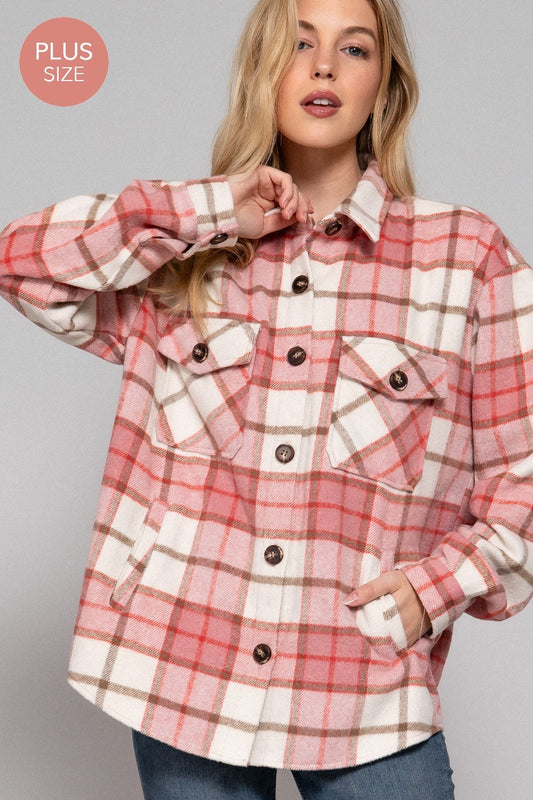 Pink Plaid Button Up Flannel